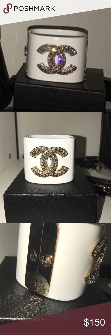 chanel inspired acrylic cuff bracelet|chanel new cuff bracelet with diamond.